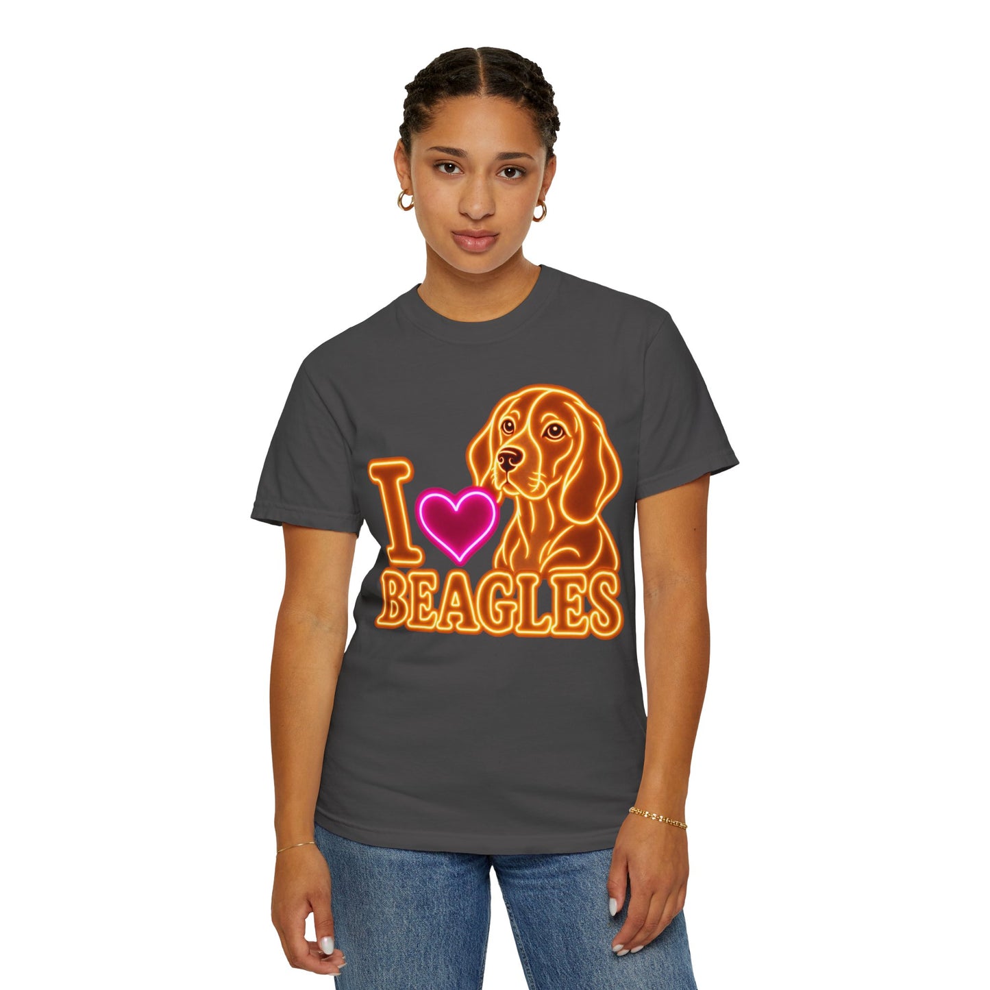 Beagle T-shirt - Neon I Heart Beagles 1