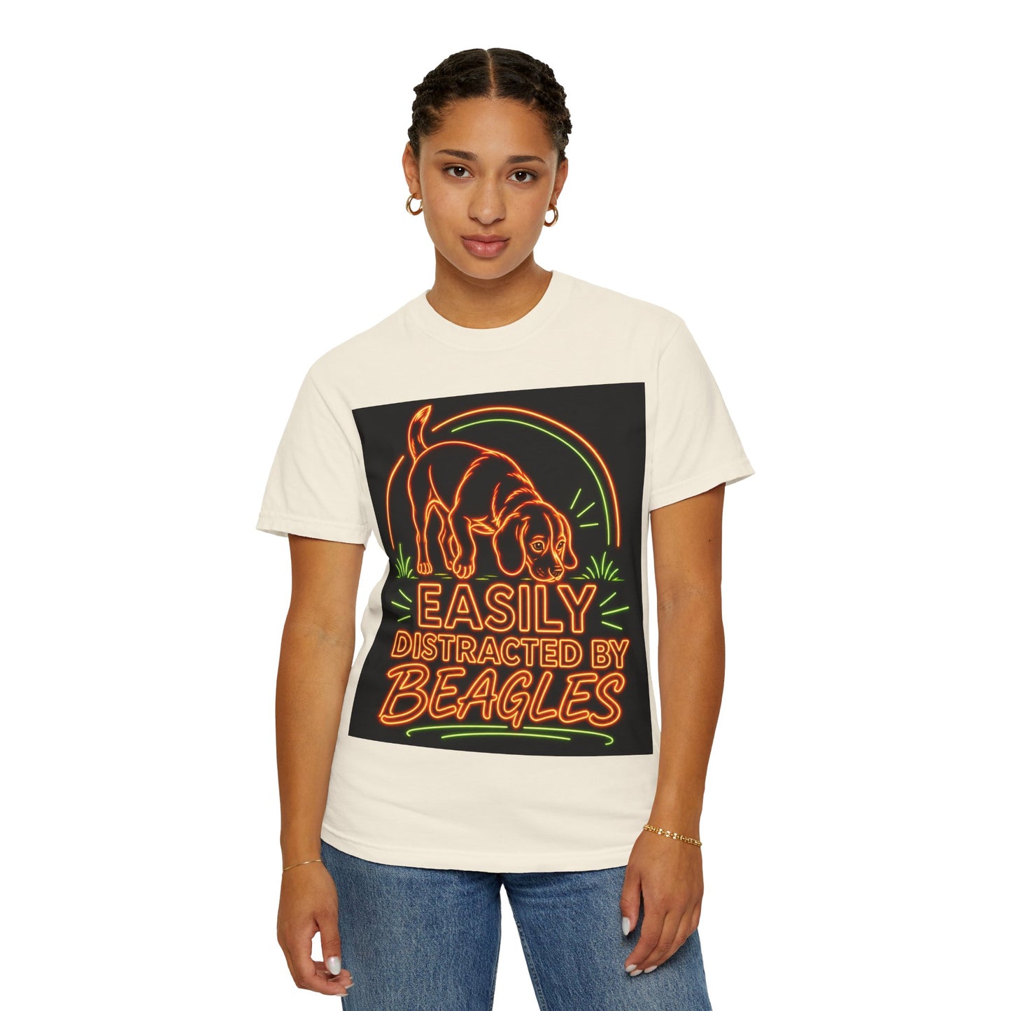 Beagle T-shirt - Neon Orange Easily Distracted