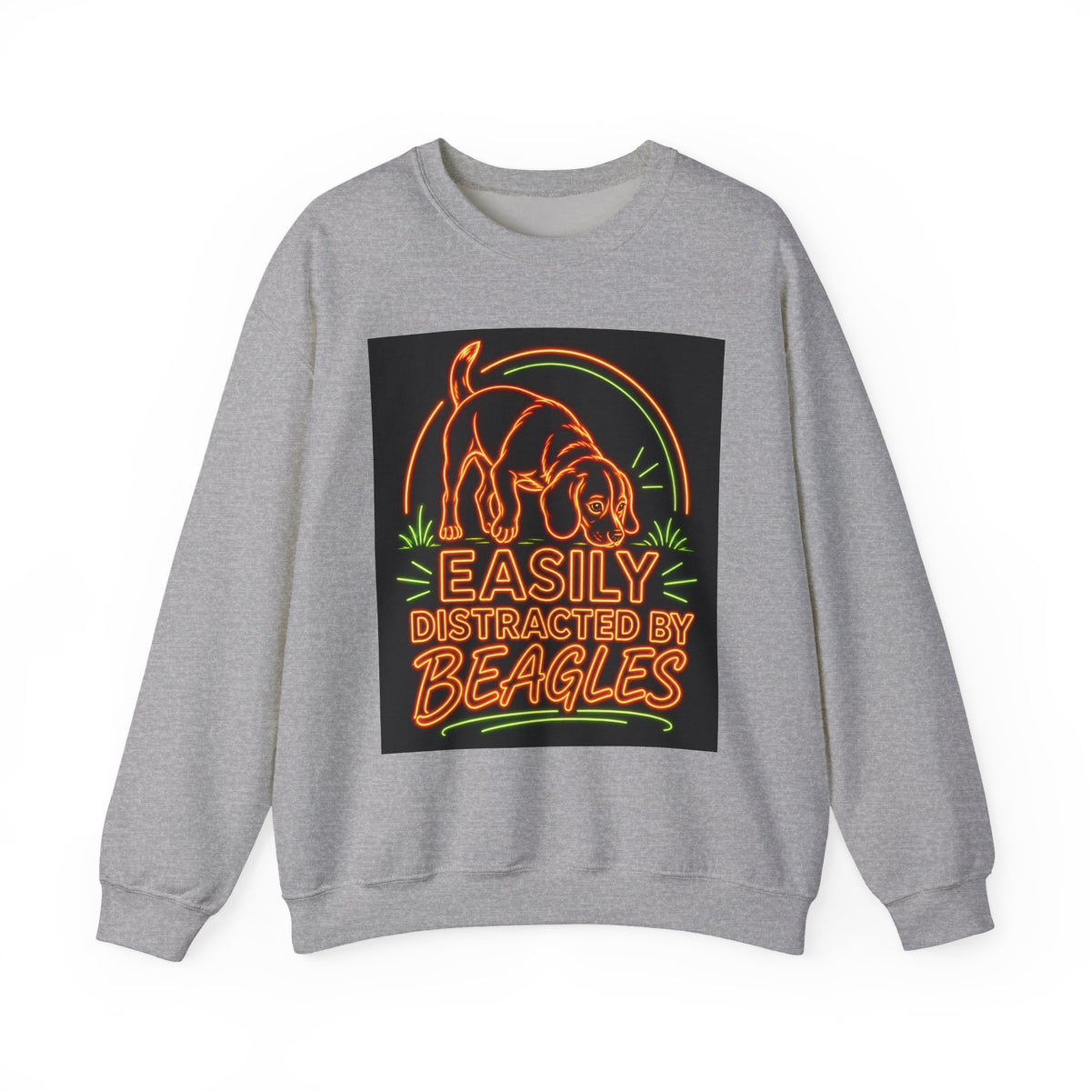 Beagle Sweatshirt — Neon Orange Easily Distracted