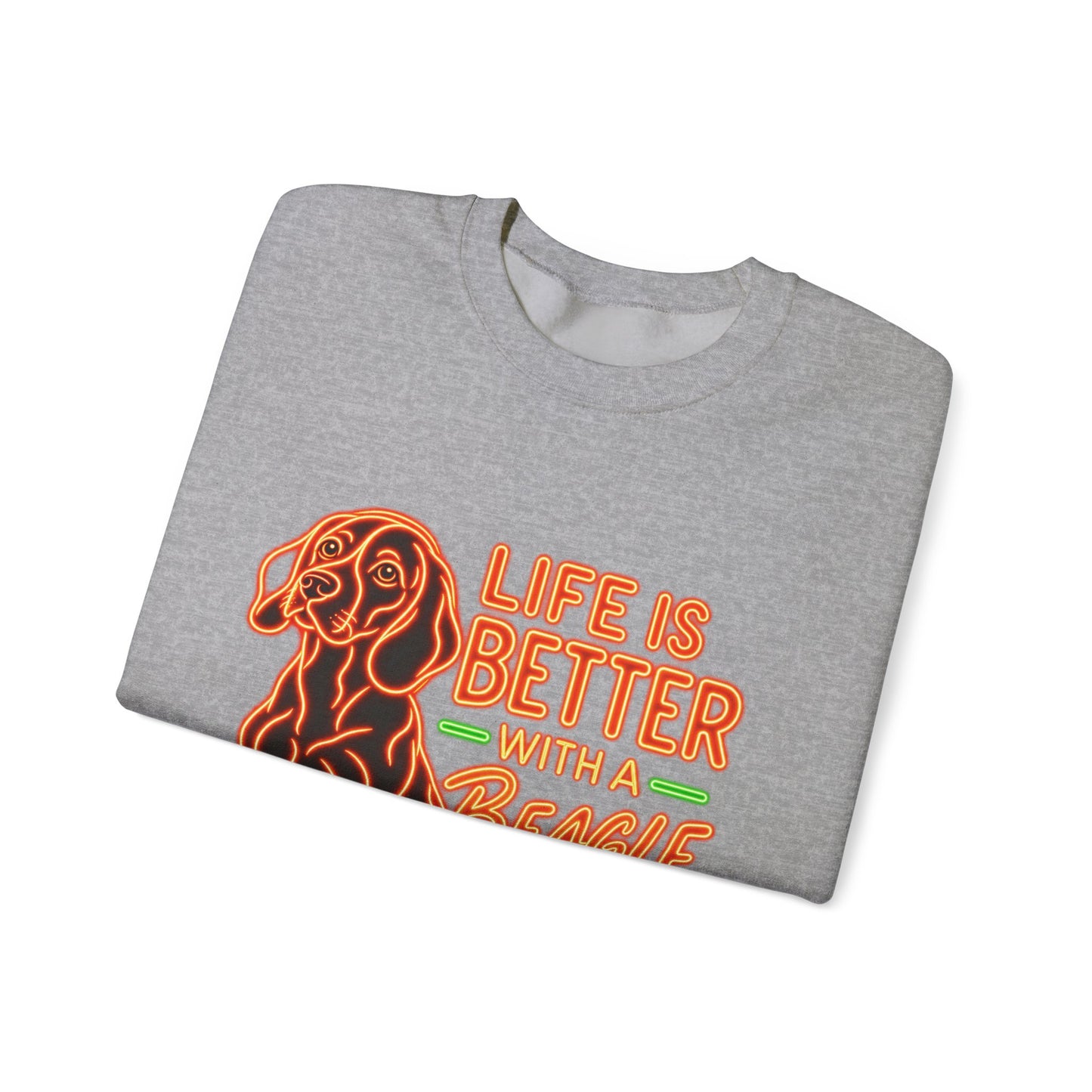 Beagle Sweatshirt — Neon Orange Life Is Better