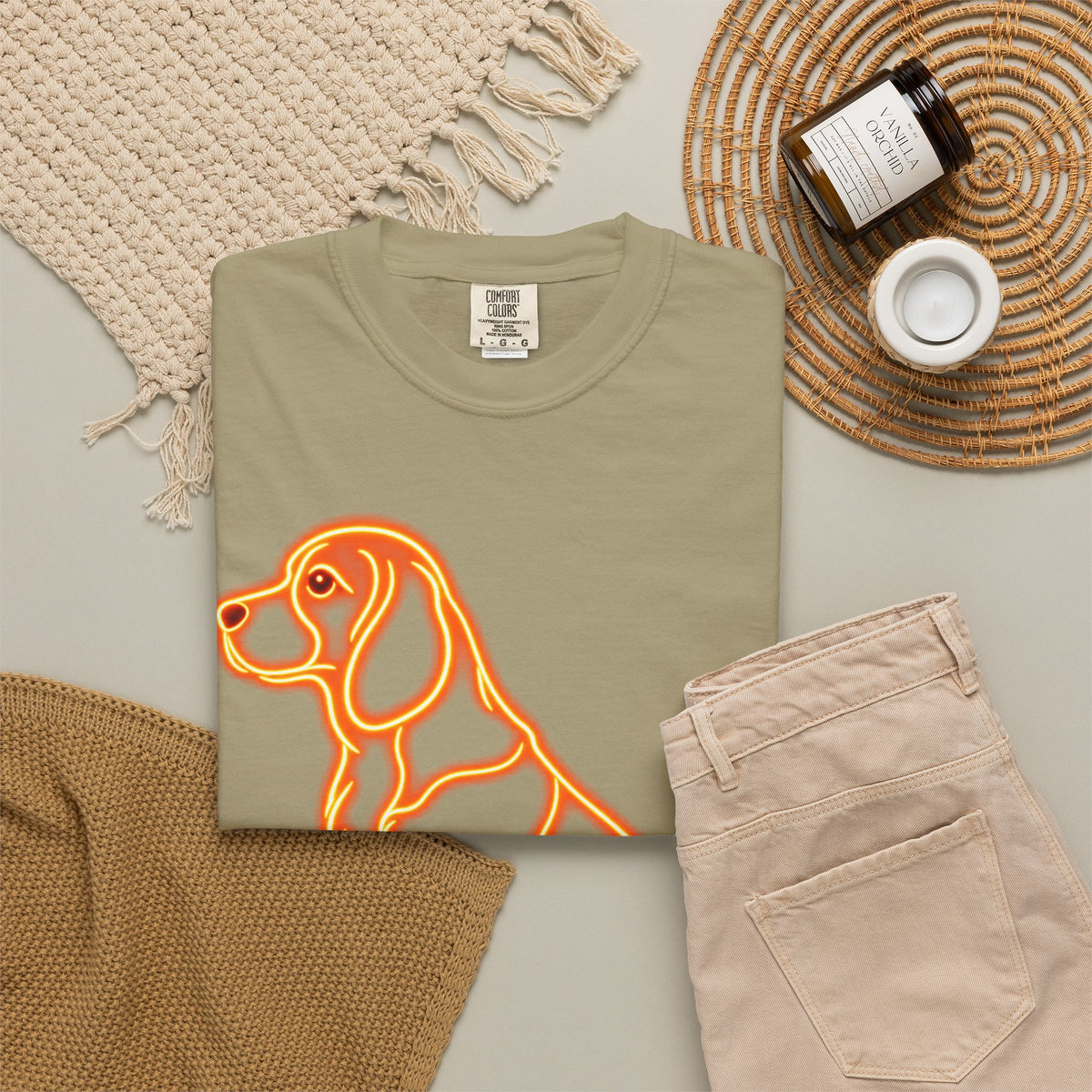 Beagle T-shirt - Neon Orange Waiting Hound