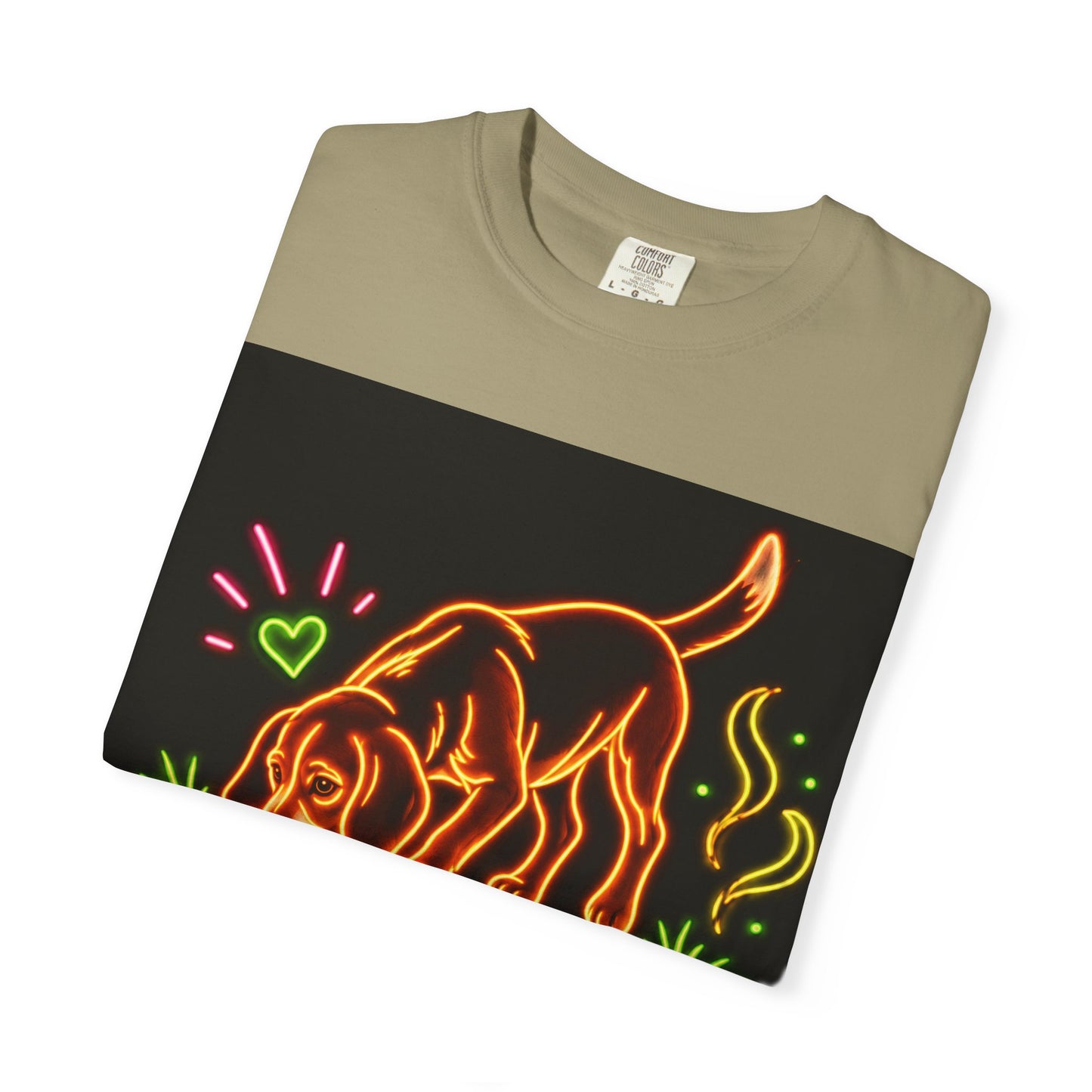 Beagle T-shirt - Neon Orange Sniff Happens
