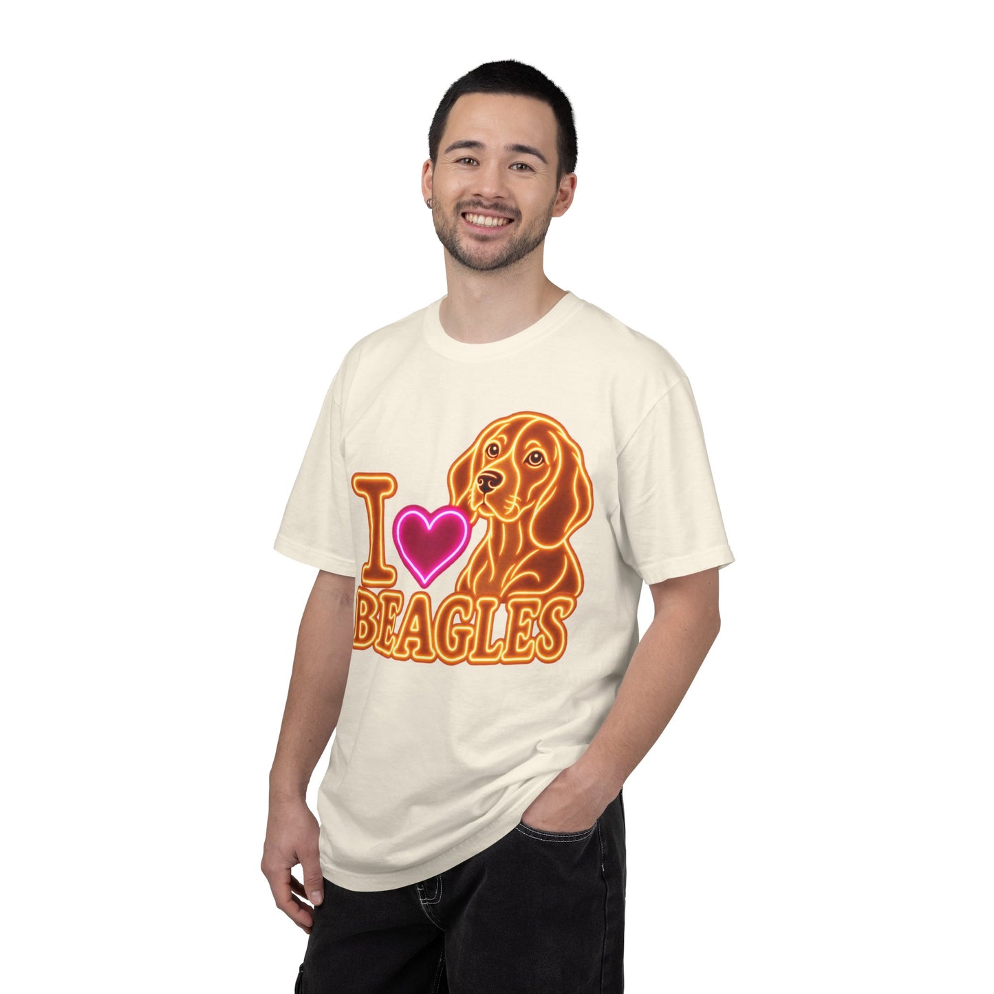 Beagle T-shirt - Neon I Heart Beagles 1