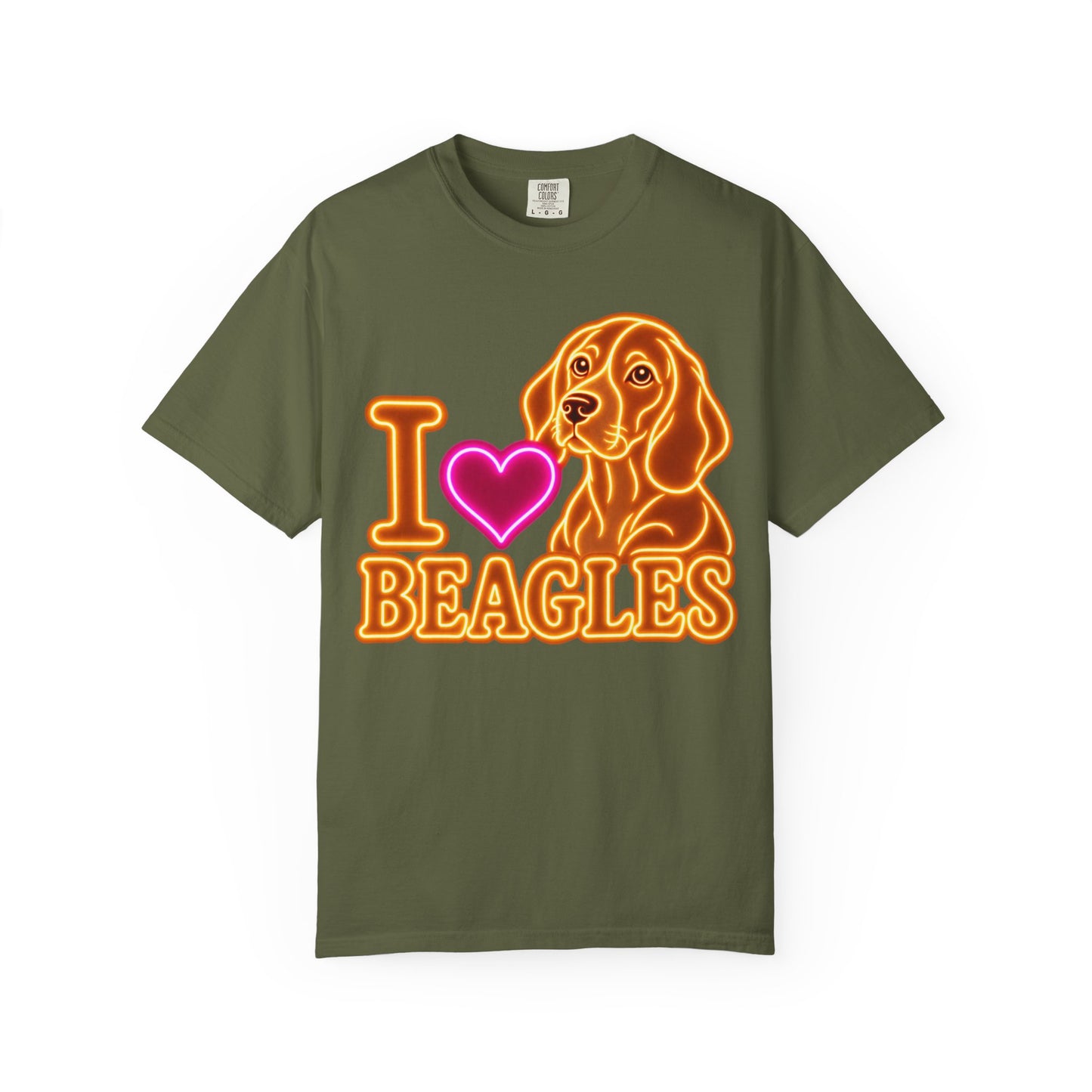 Beagle T-shirt - Neon I Heart Beagles 1