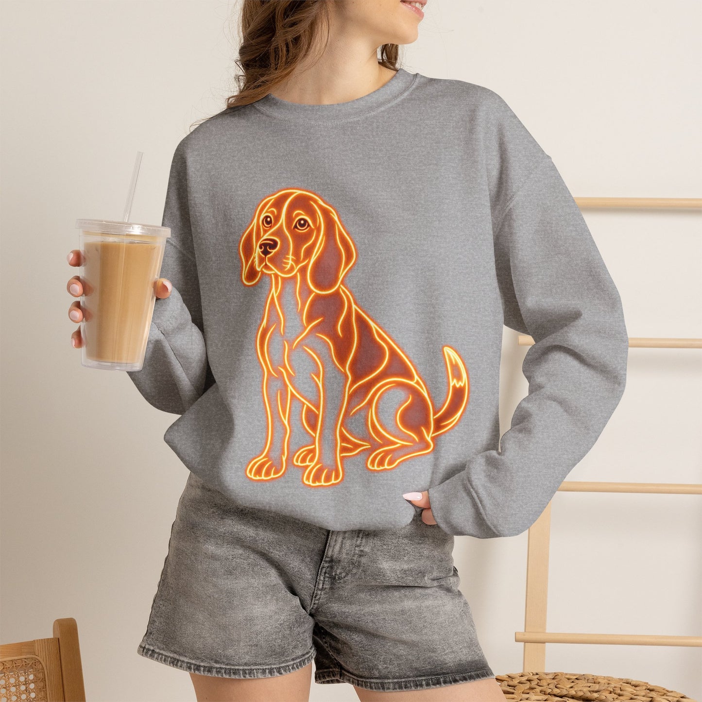 Beagle Sweatshirt — Neon Orange Loyal Hound