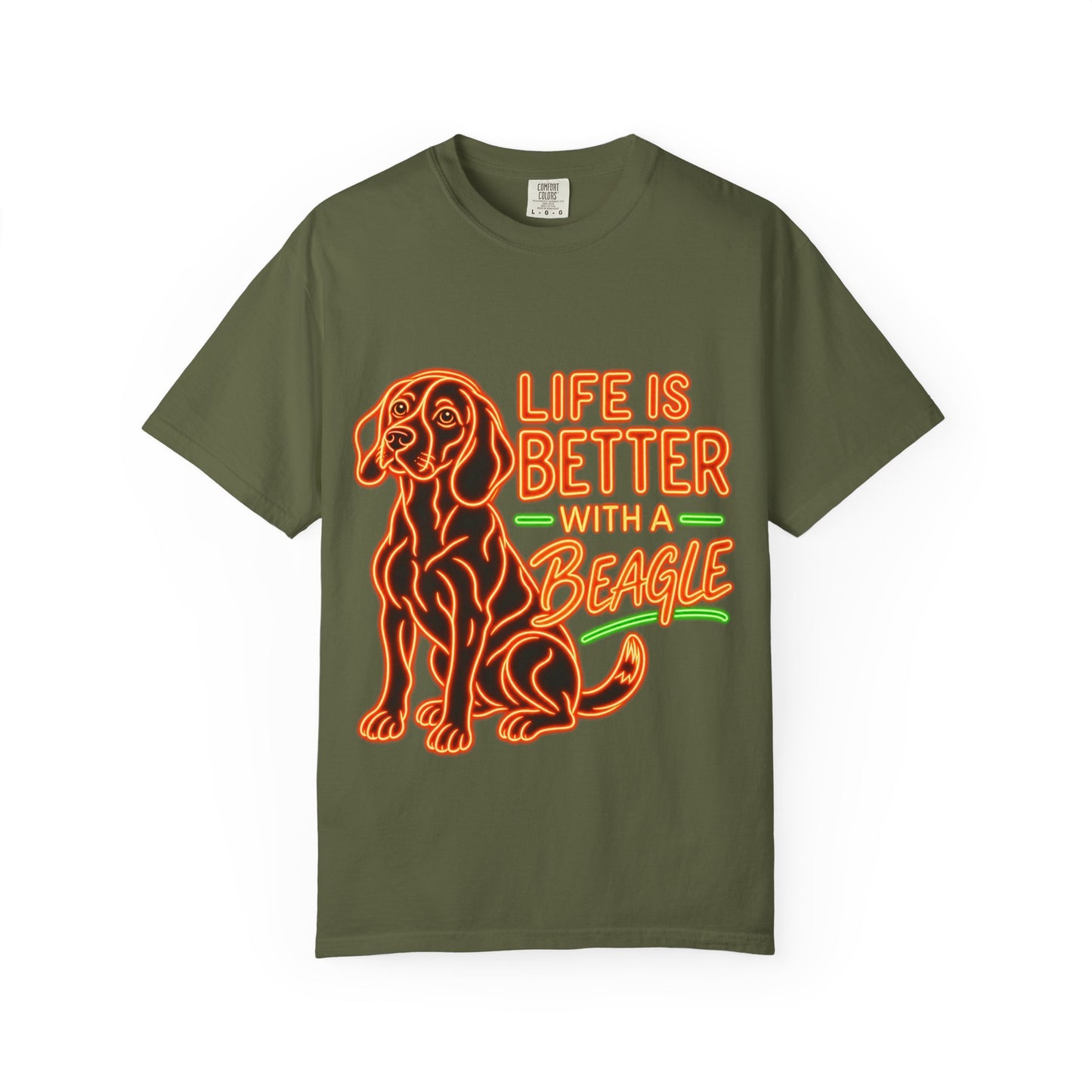 Beagle T-shirt - Neon Orange Life Is Better