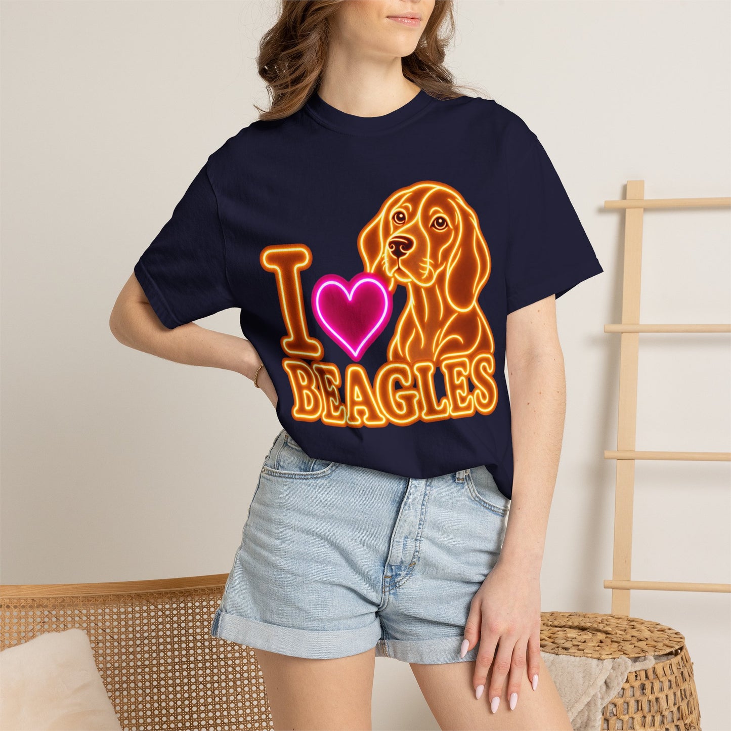 Beagle T-shirt - Neon I Heart Beagles 1