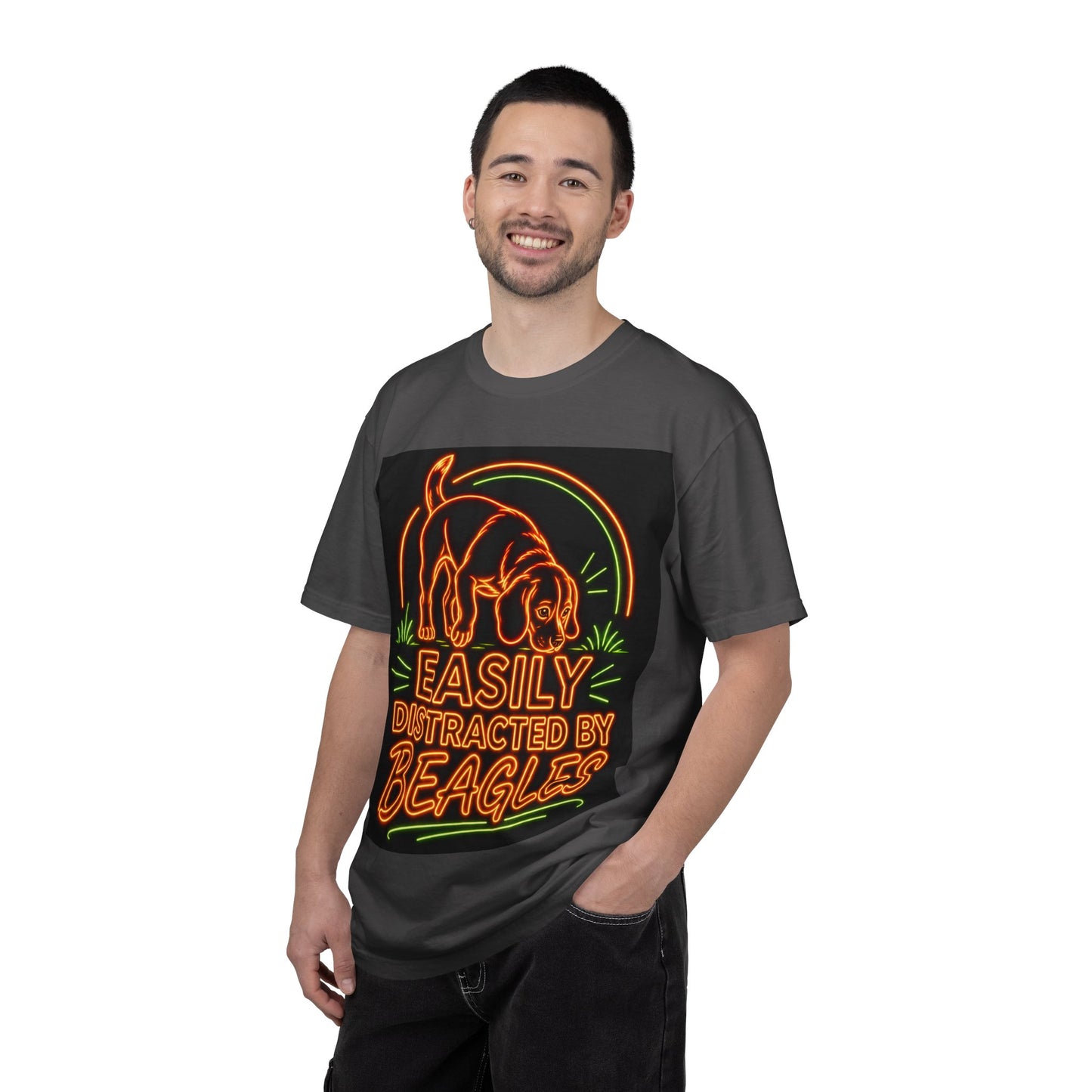 Beagle T-shirt - Neon Orange Easily Distracted