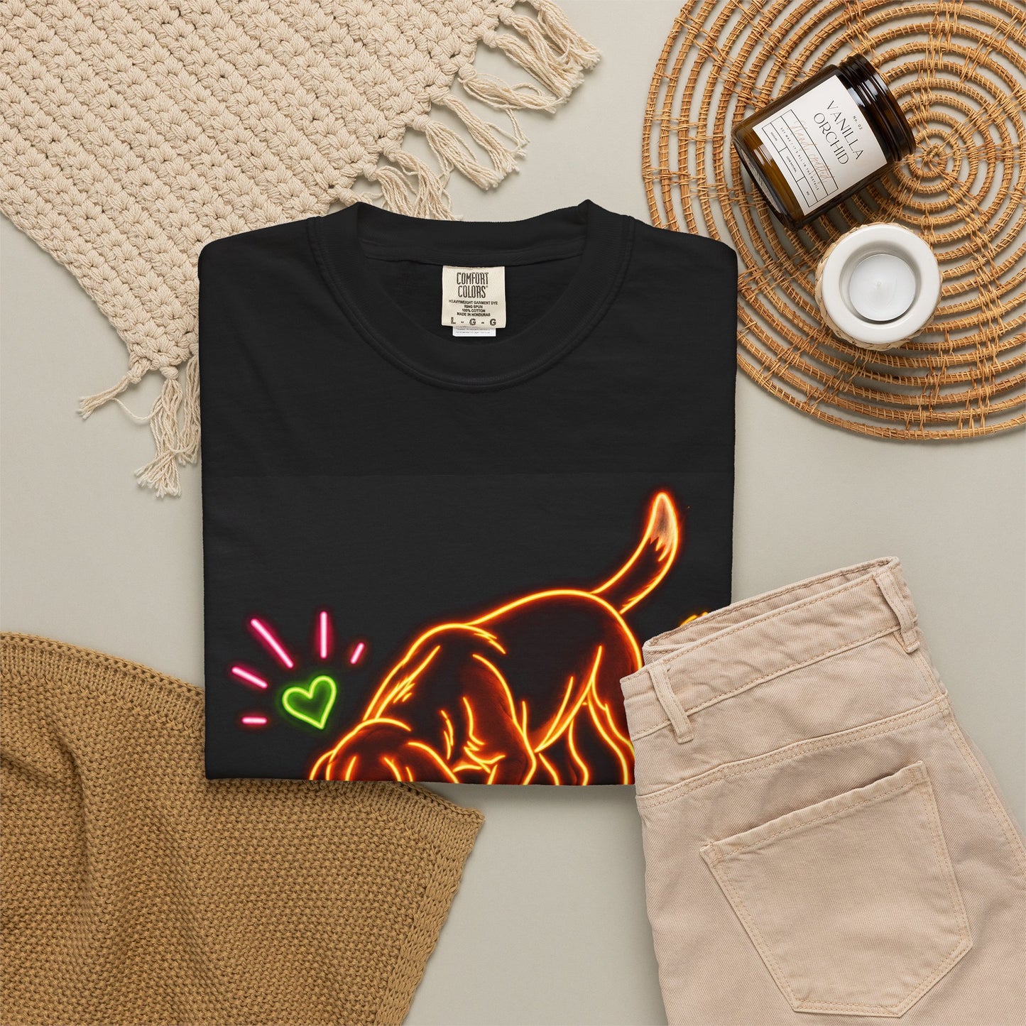 Beagle T-shirt - Neon Orange Sniff Happens