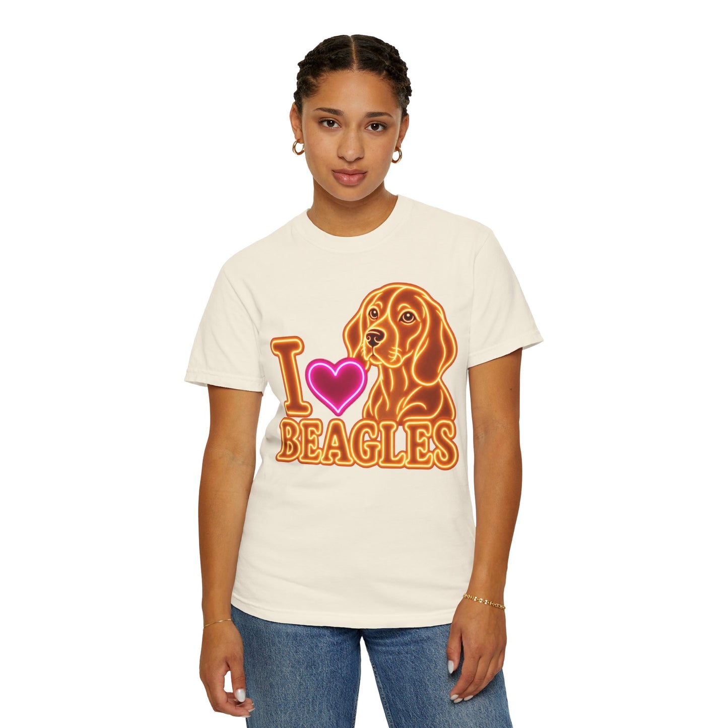 Beagle T-shirt - Neon I Heart Beagles 1