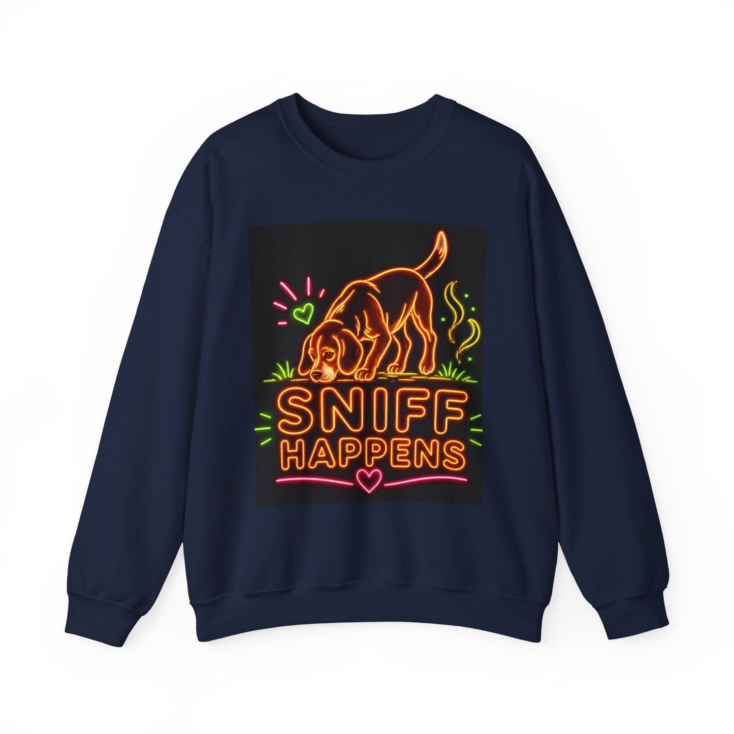 Beagle Sweatshirt — Neon Orange Sniff Happens