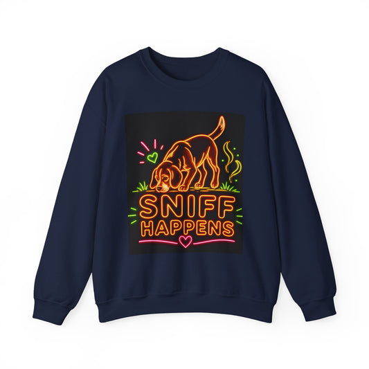 Beagle Sweatshirt — Neon Orange Sniff Happens