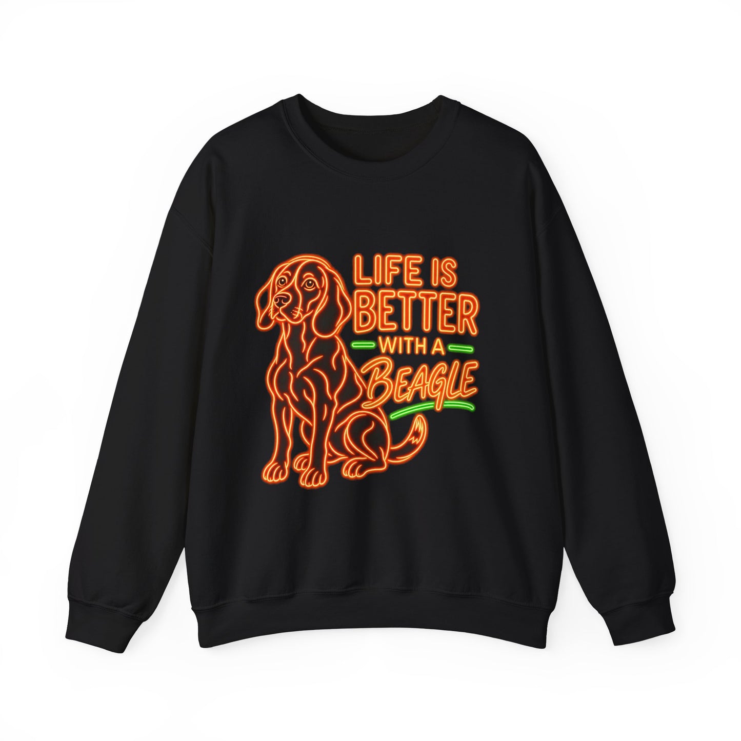 Beagle Sweatshirt — Neon Orange Life Is Better