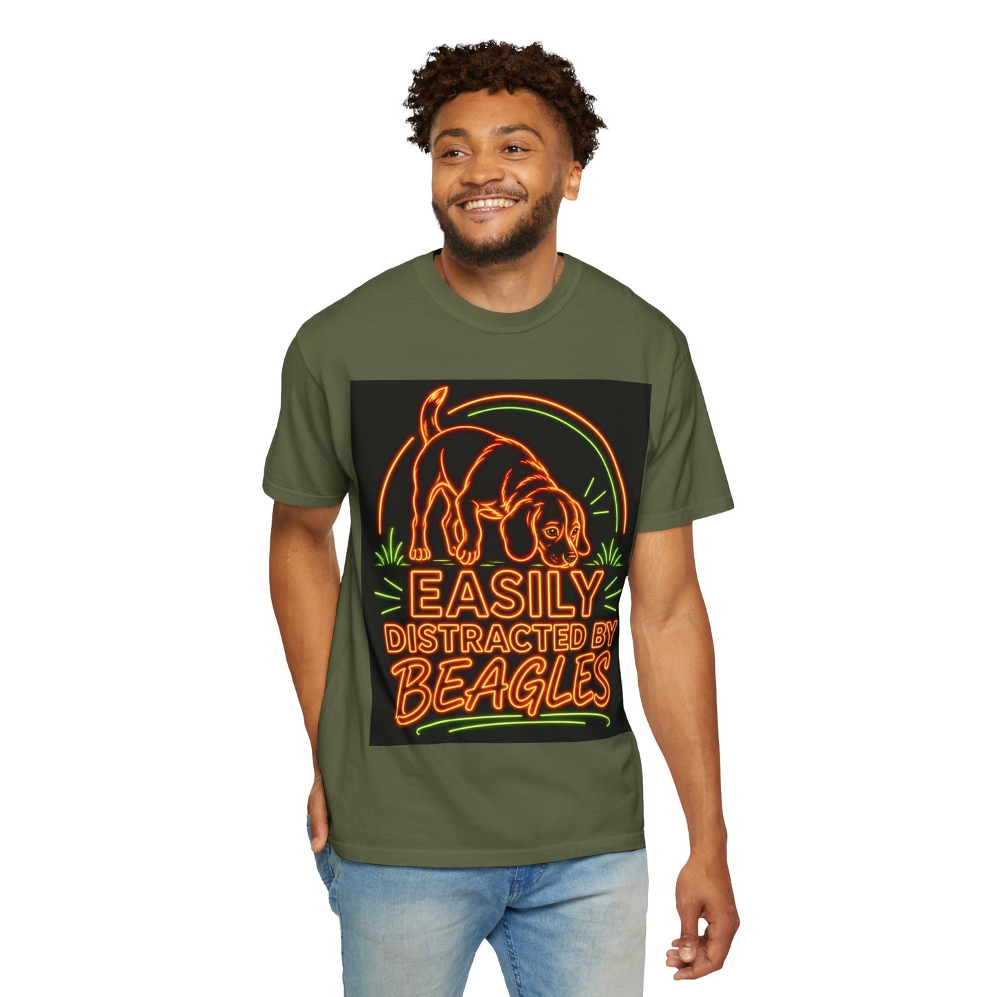 Beagle T-shirt - Neon Orange Easily Distracted