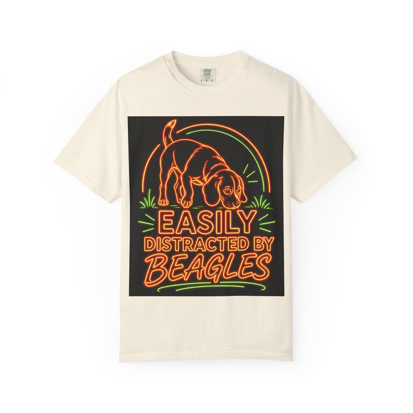 Beagle T-shirt - Neon Orange Easily Distracted