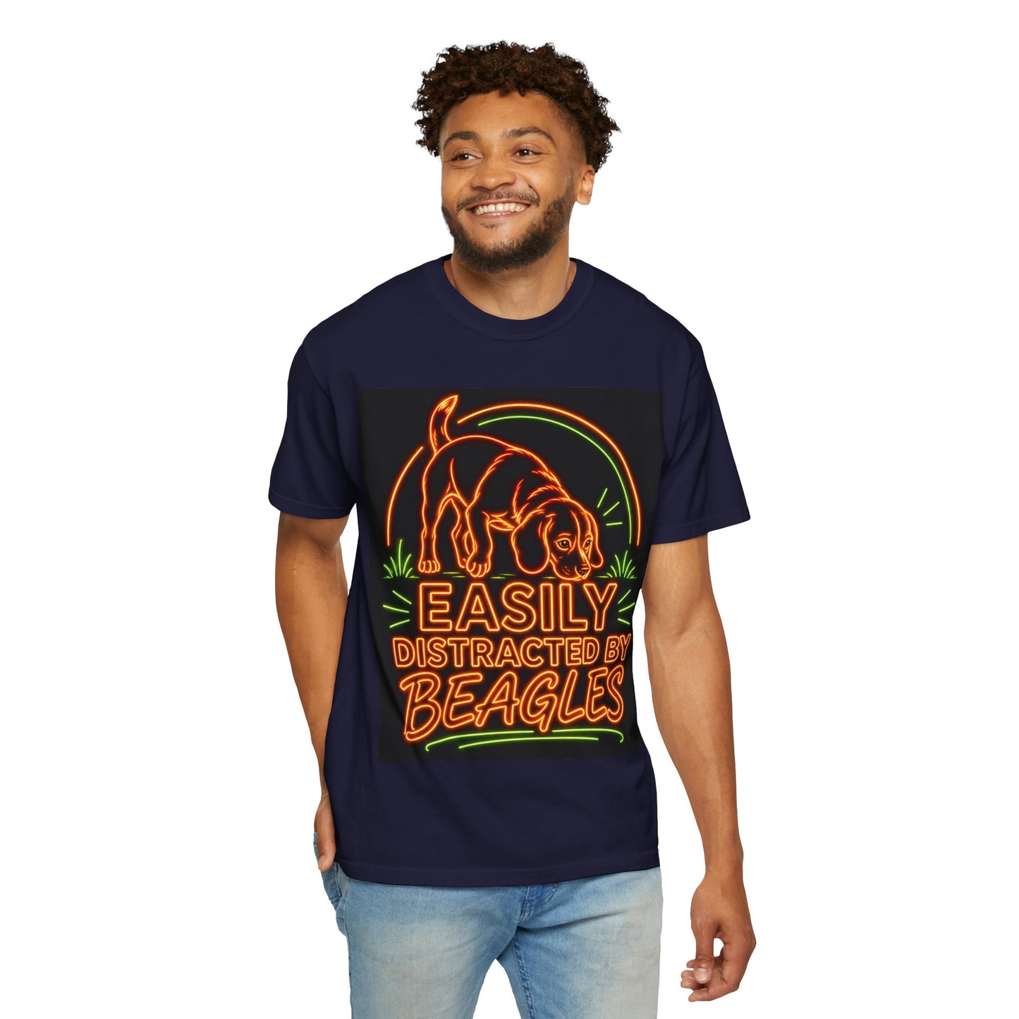 Beagle T-shirt - Neon Orange Easily Distracted
