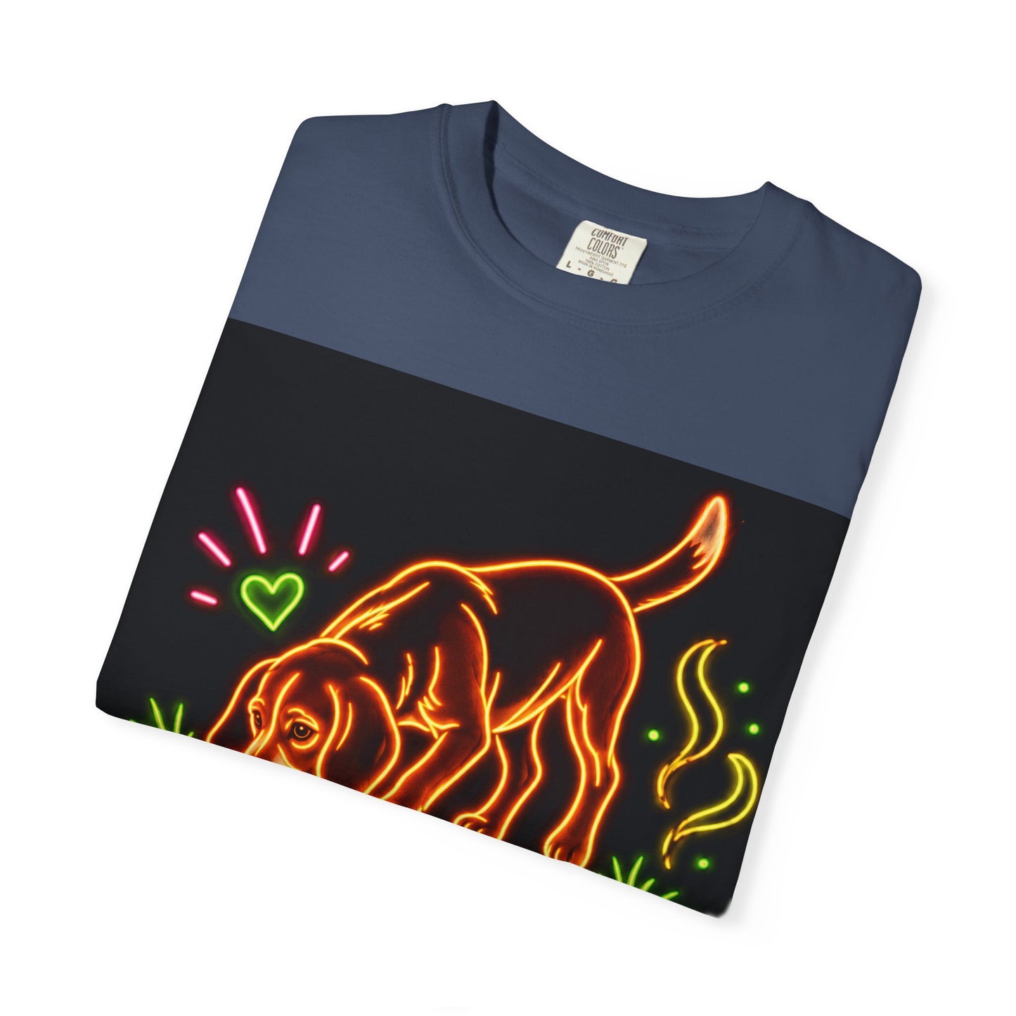Beagle T-shirt - Neon Orange Sniff Happens