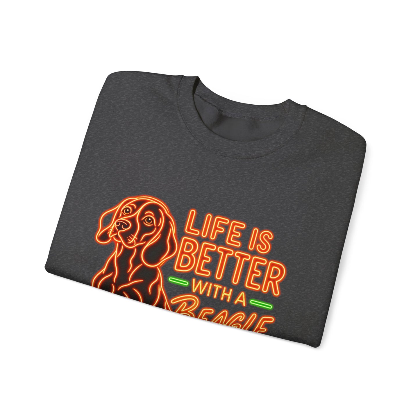 Beagle Sweatshirt — Neon Orange Life Is Better