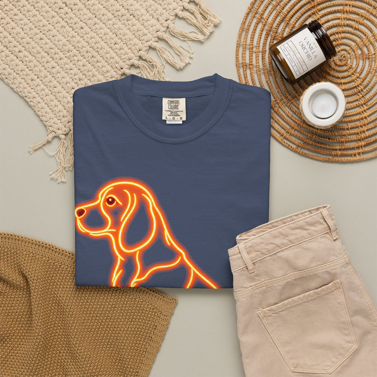 Beagle T-shirt - Neon Orange Waiting Hound