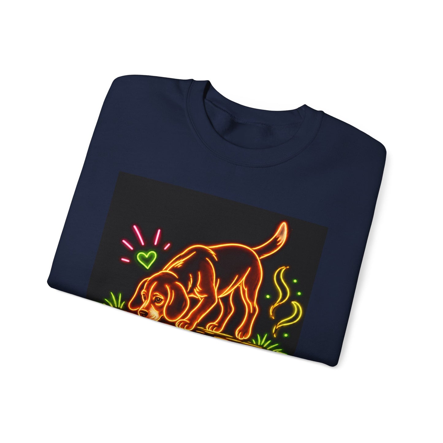 Beagle Sweatshirt — Neon Orange Sniff Happens