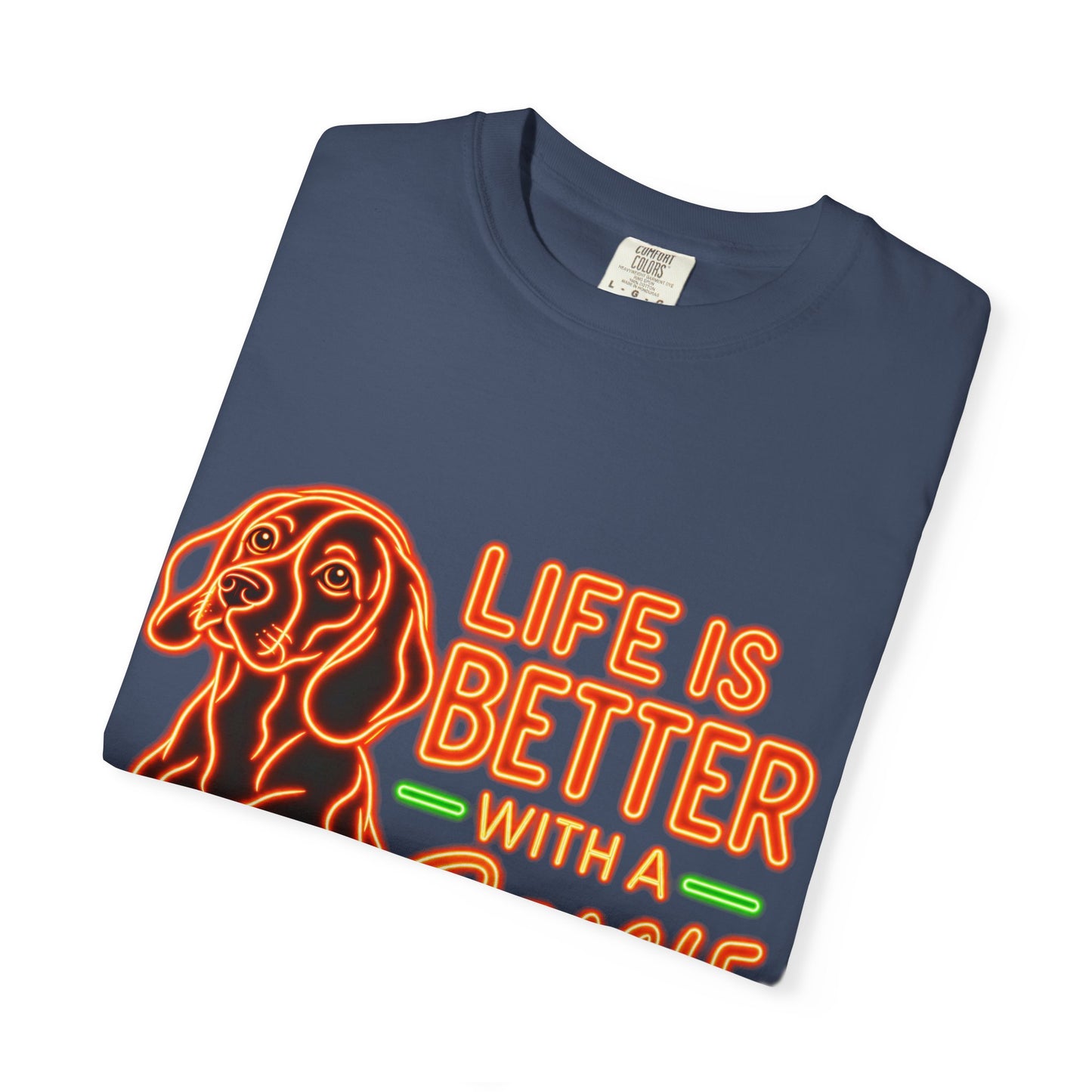 Beagle T-shirt - Neon Orange Life Is Better