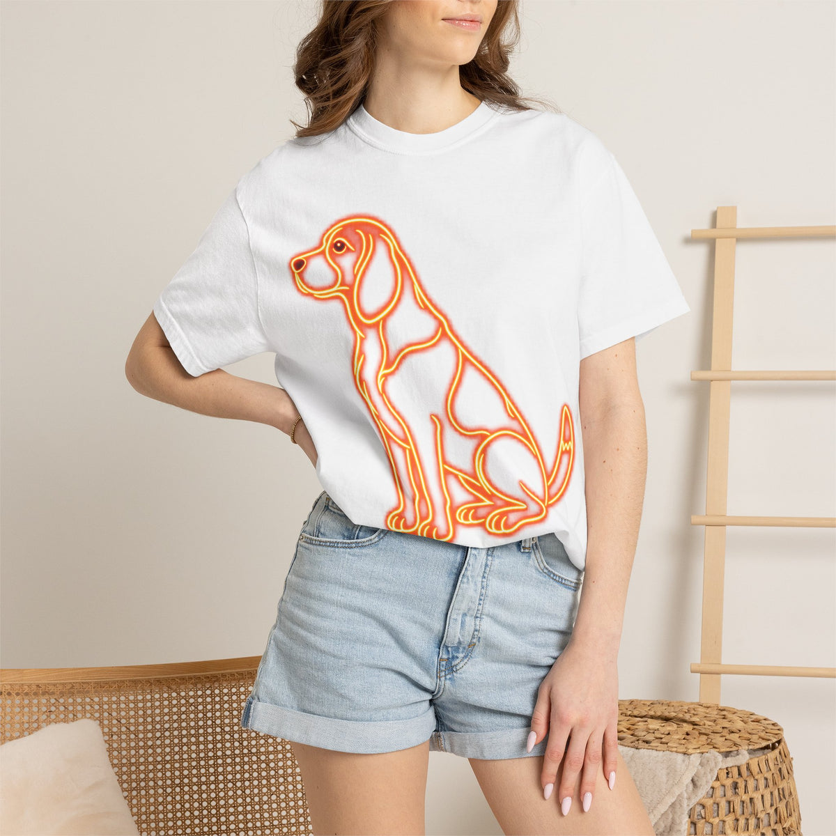 Beagle T-shirt - Neon Orange Waiting Hound