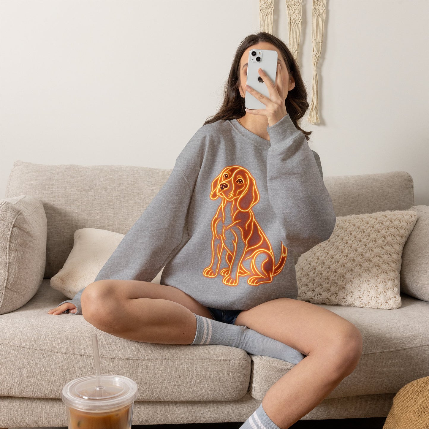 Beagle Sweatshirt — Neon Orange Loyal Hound