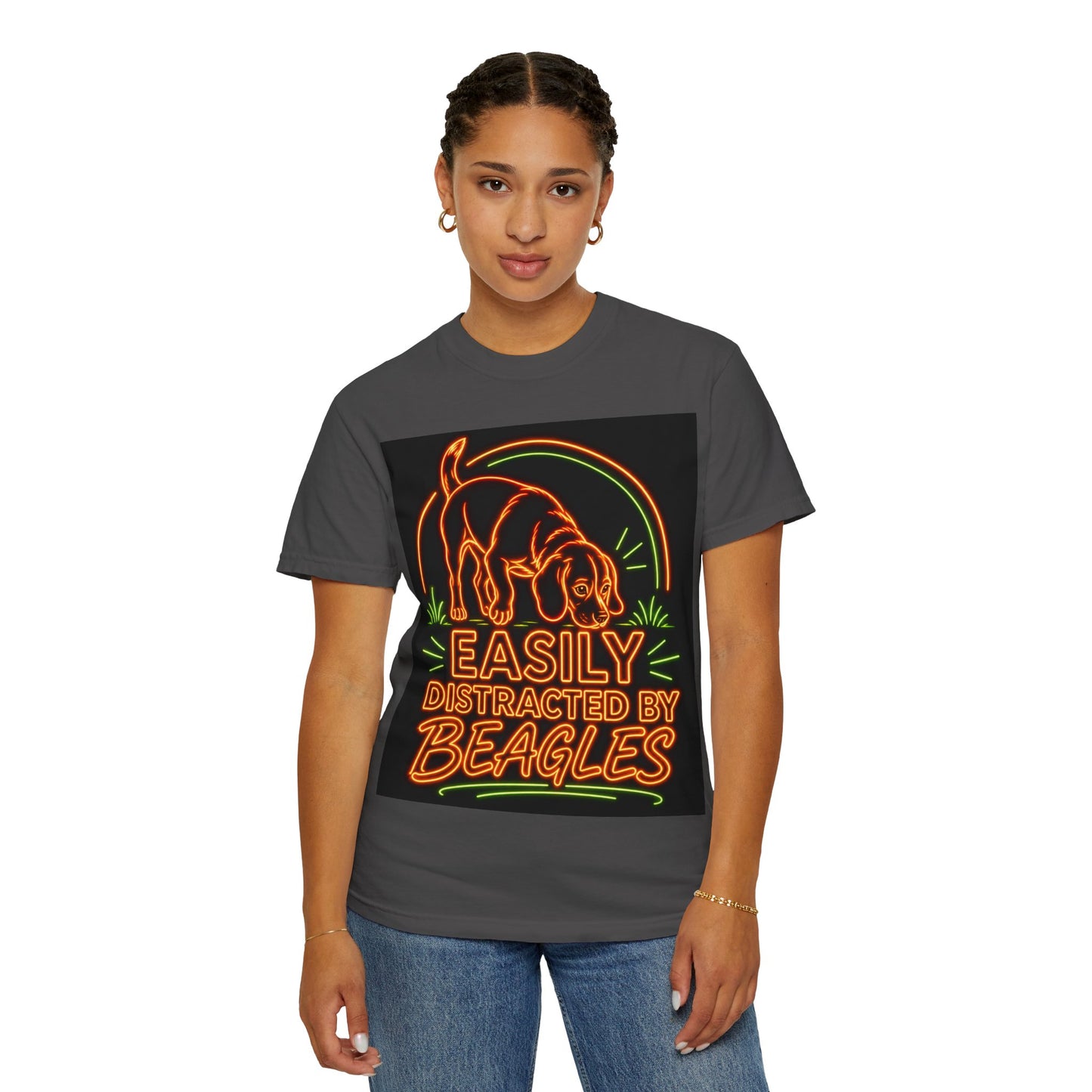 Beagle T-shirt - Neon Orange Easily Distracted