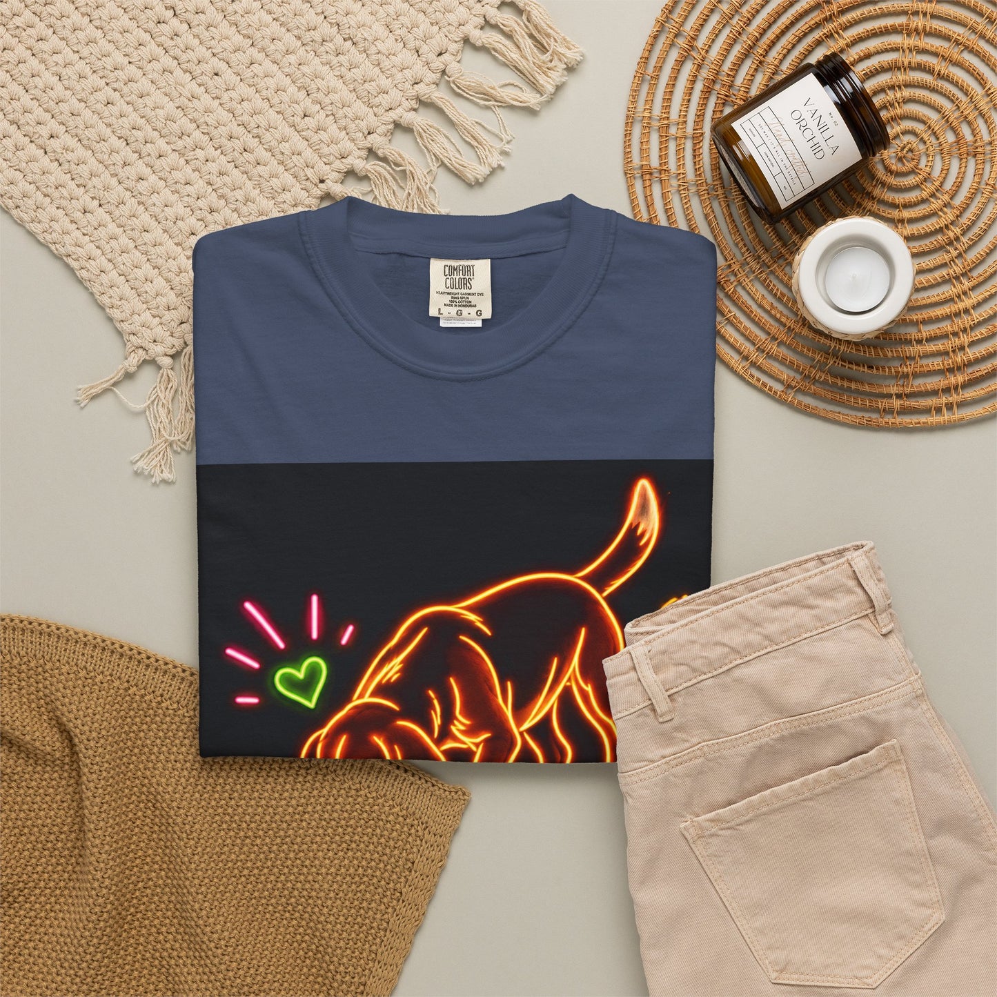 Beagle T-shirt - Neon Orange Sniff Happens