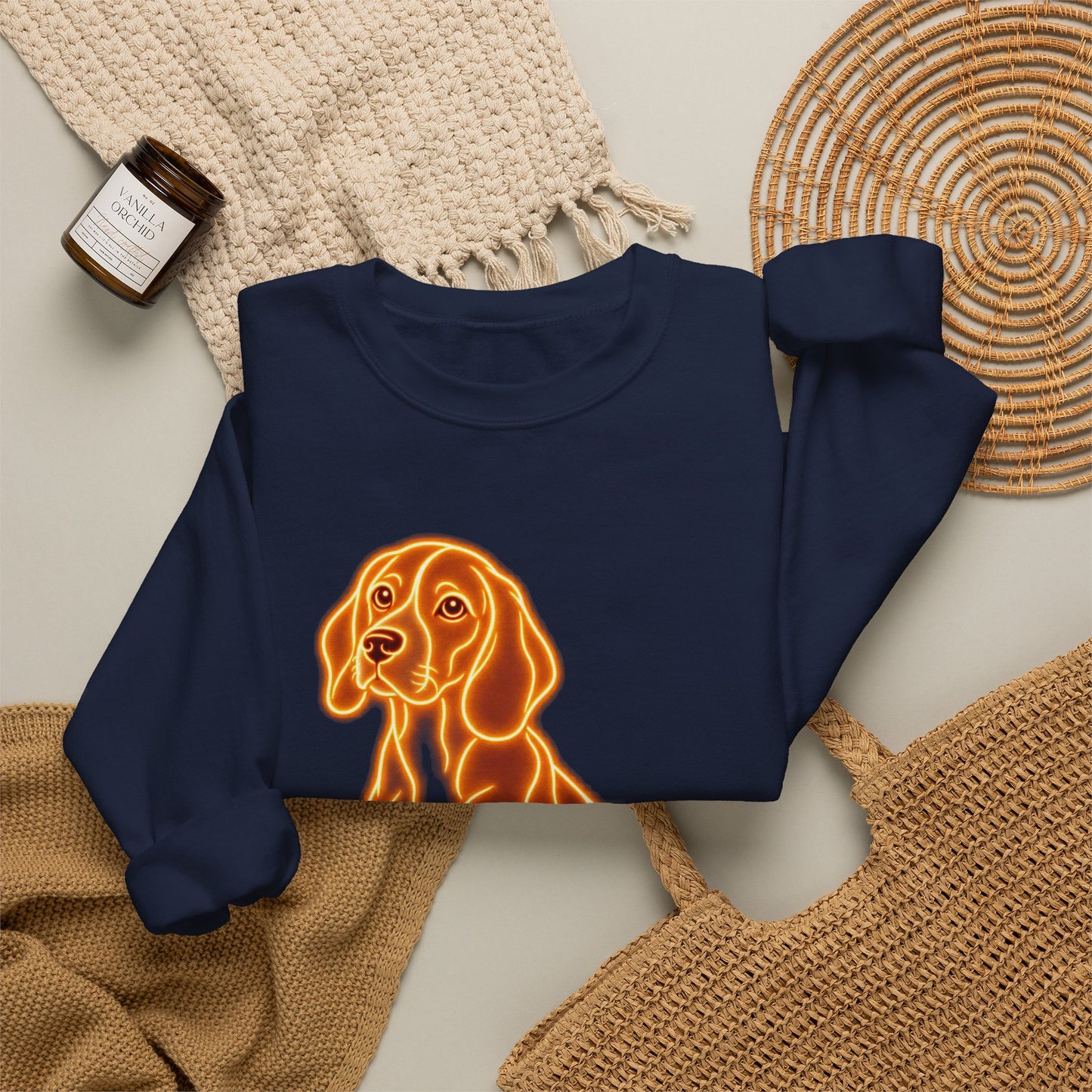 Beagle Sweatshirt — Neon Orange Loyal Hound