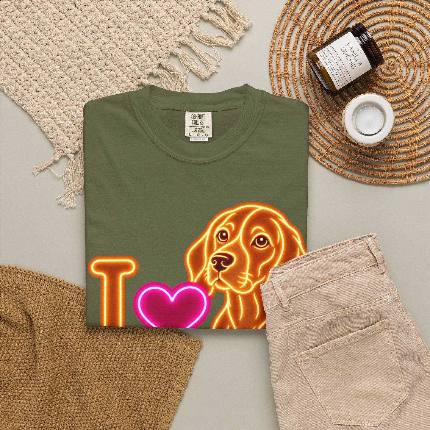 Beagle T-shirt - Neon I Heart Beagles 1