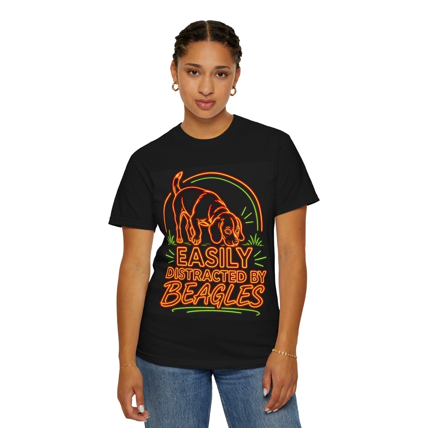 Beagle T-shirt - Neon Orange Easily Distracted