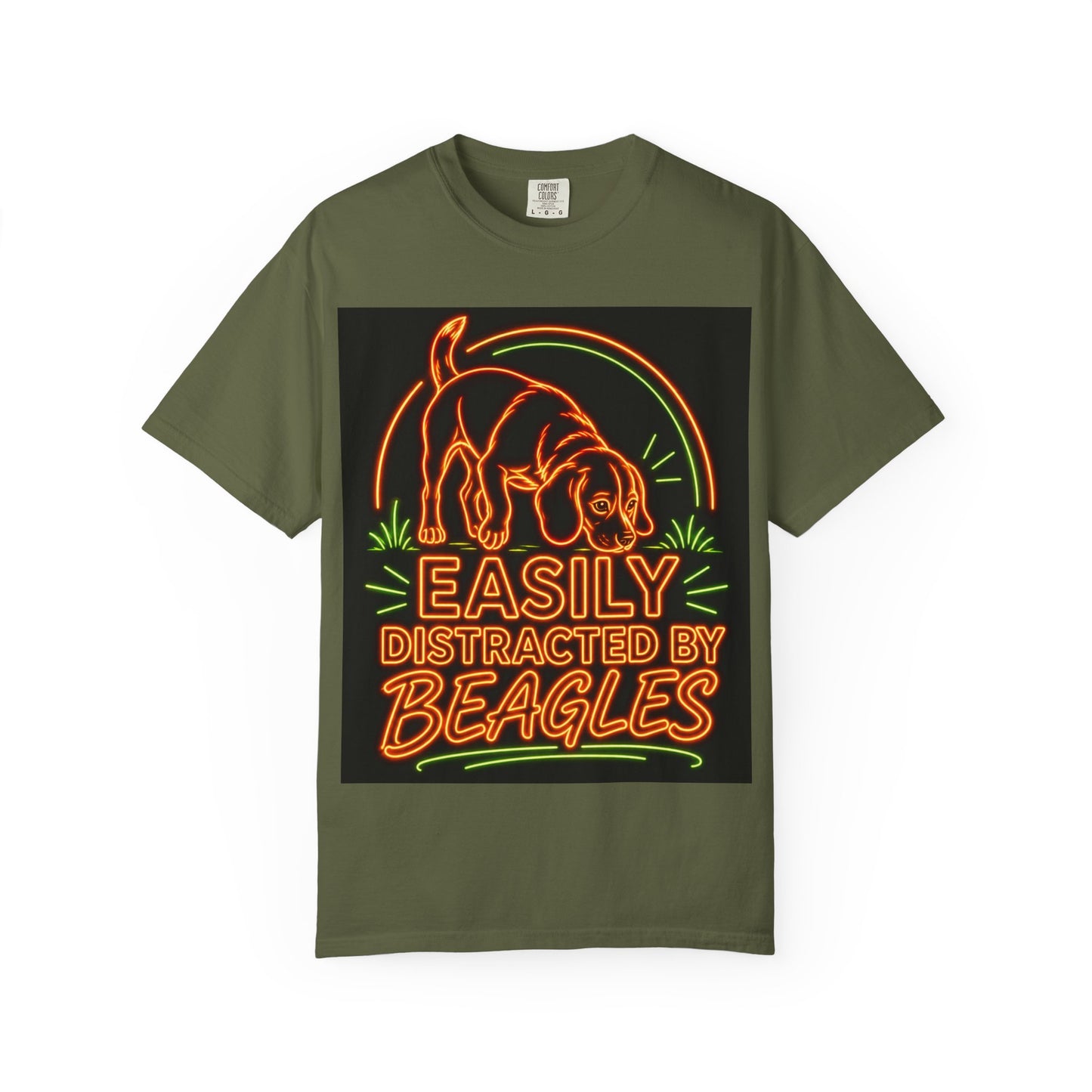 Beagle T-shirt - Neon Orange Easily Distracted
