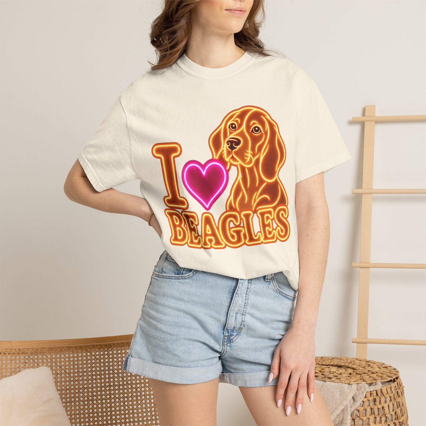 Beagle T-shirt - Neon I Heart Beagles 1