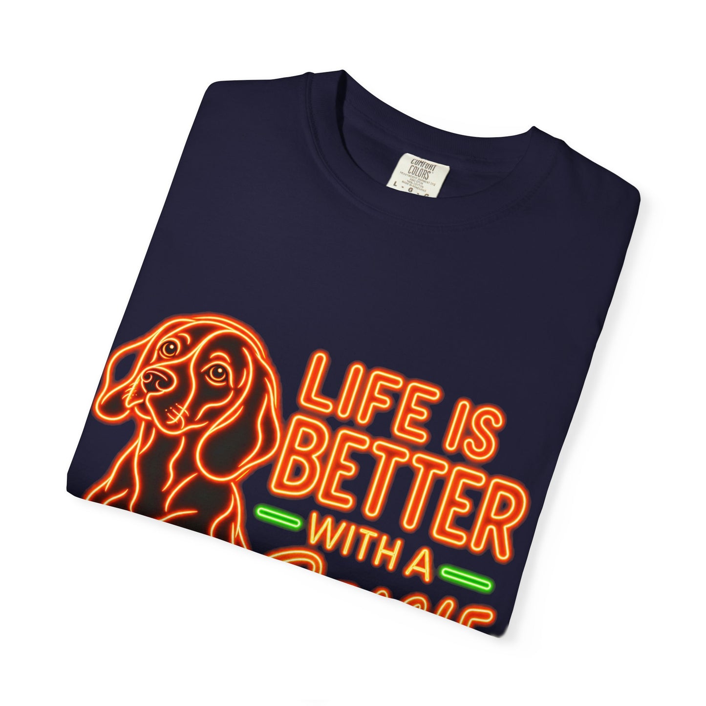 Beagle T-shirt - Neon Orange Life Is Better
