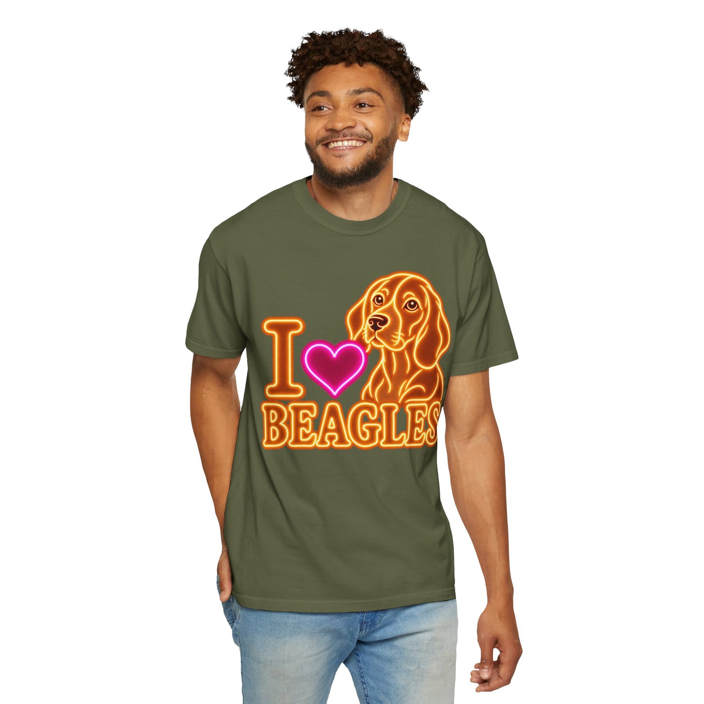 Beagle T-shirt - Neon I Heart Beagles 1