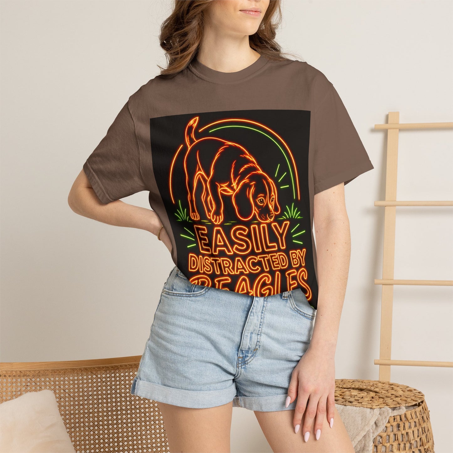 Beagle T-shirt - Neon Orange Easily Distracted