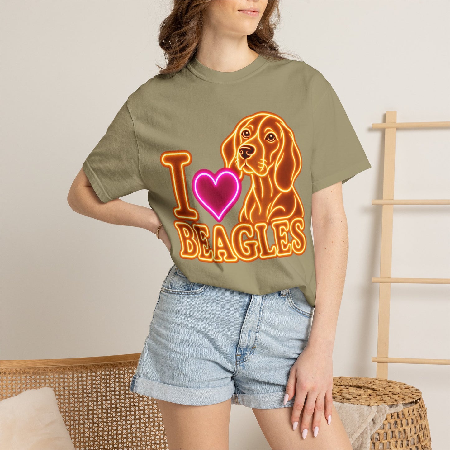 Beagle T-shirt - Neon I Heart Beagles 1