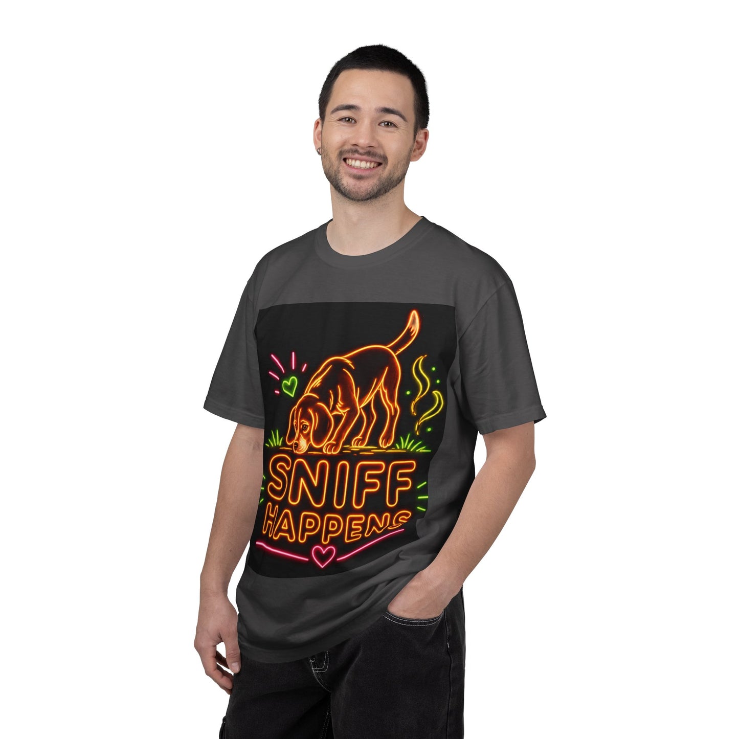 Beagle T-shirt - Neon Orange Sniff Happens