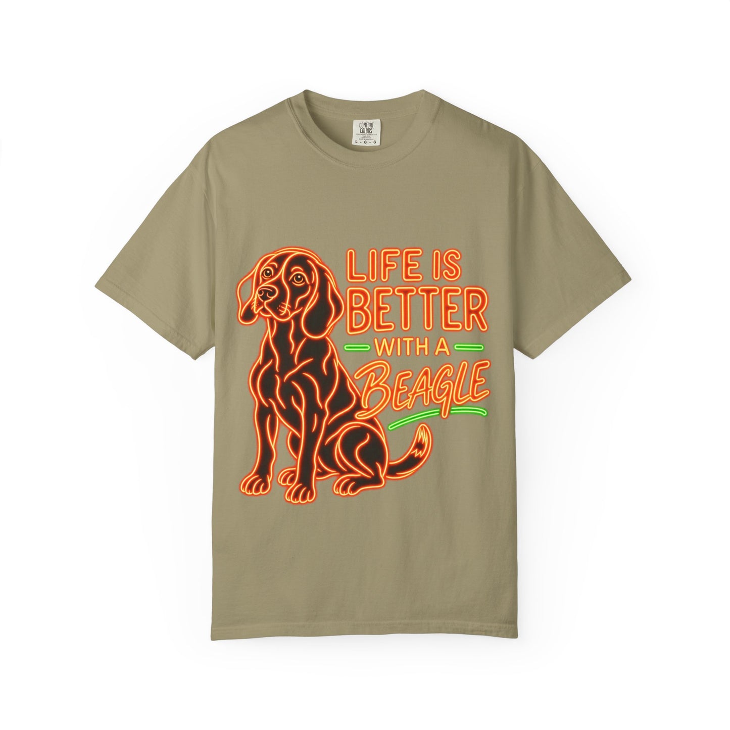 Beagle T-shirt - Neon Orange Life Is Better