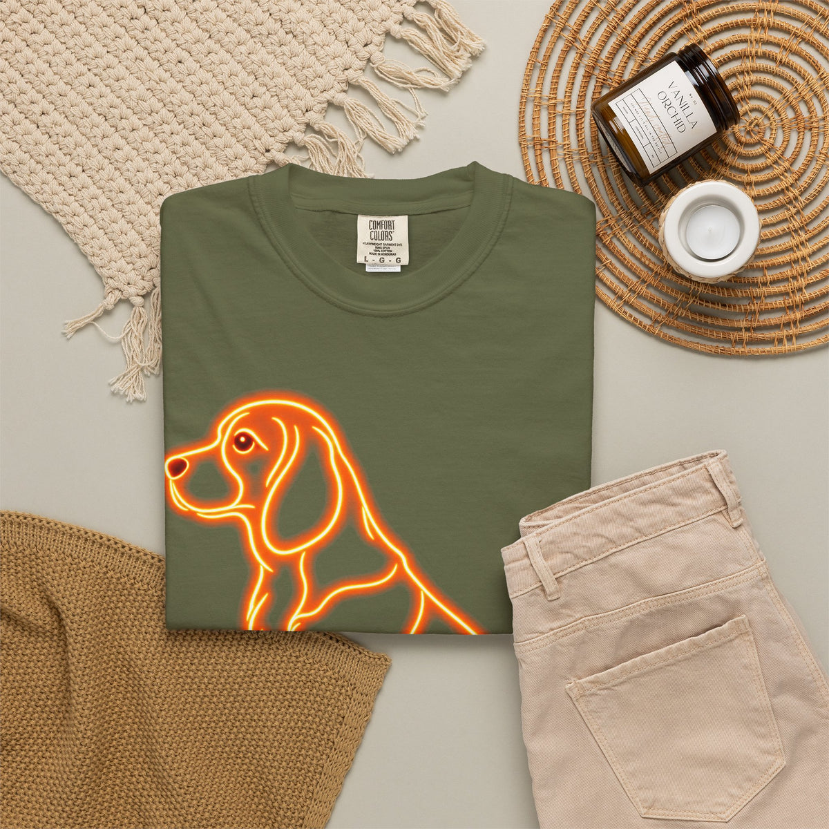 Beagle T-shirt - Neon Orange Waiting Hound