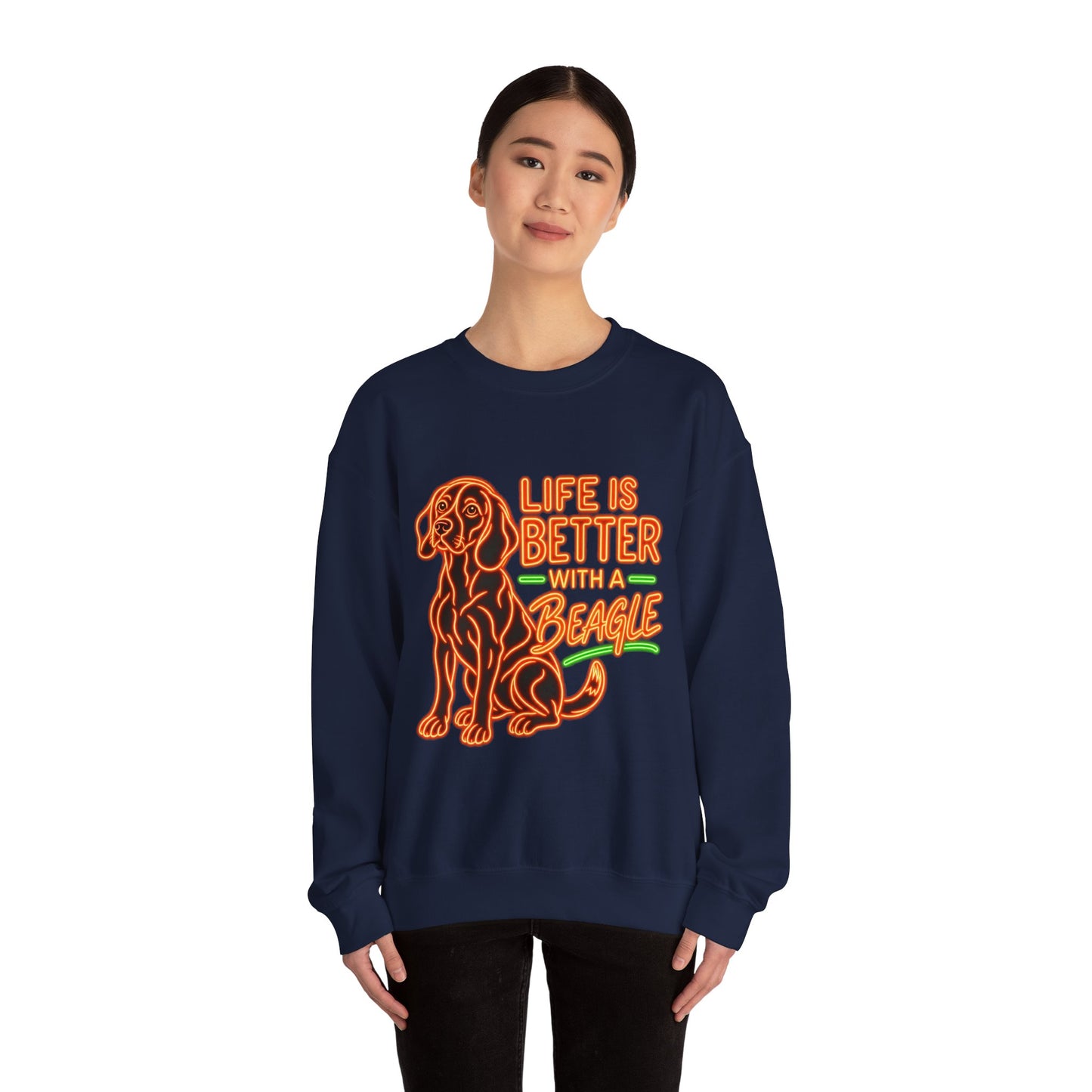 Beagle Sweatshirt — Neon Orange Life Is Better