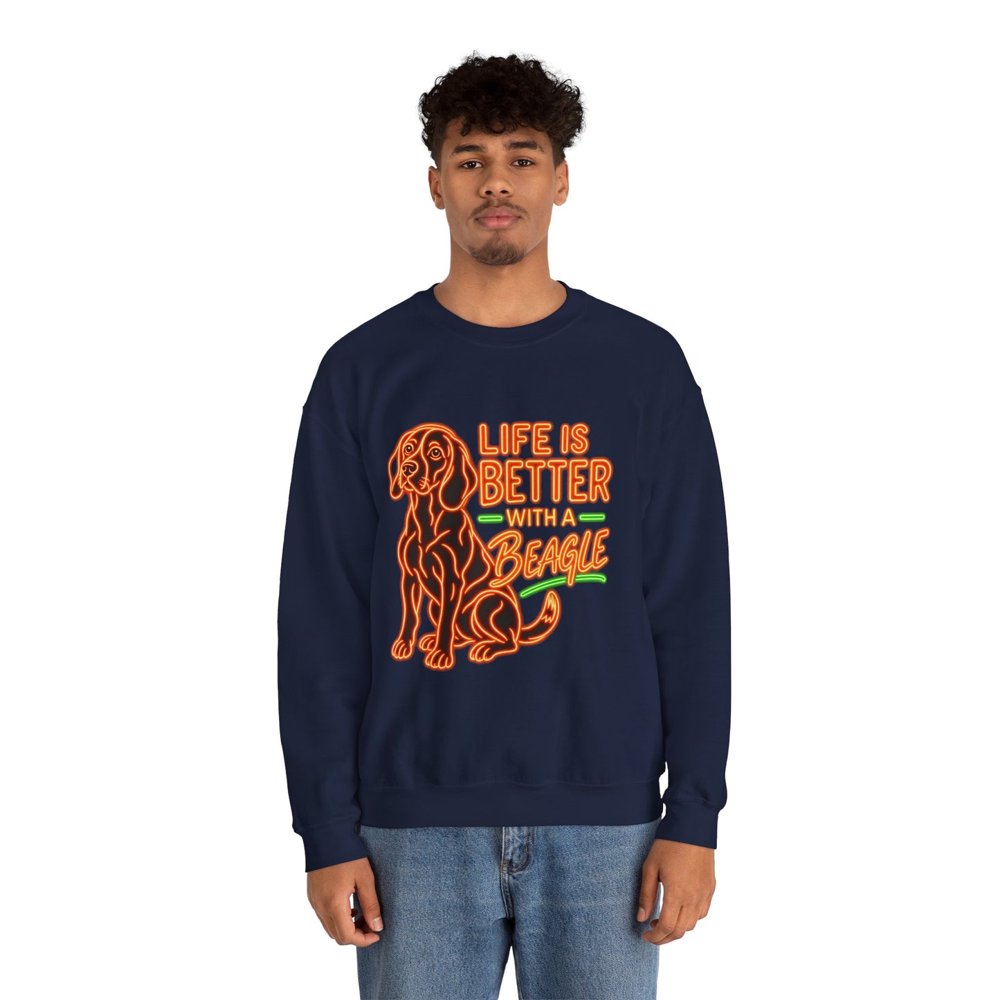 Beagle Sweatshirt — Neon Orange Life Is Better