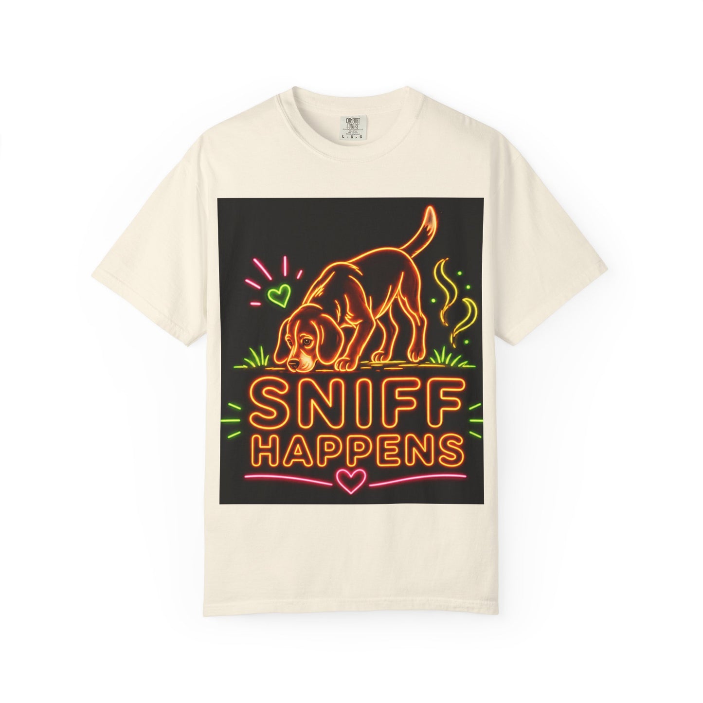 Beagle T-shirt - Neon Orange Sniff Happens