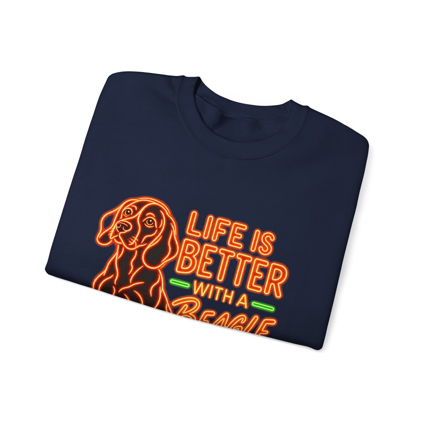 Beagle Sweatshirt — Neon Orange Life Is Better
