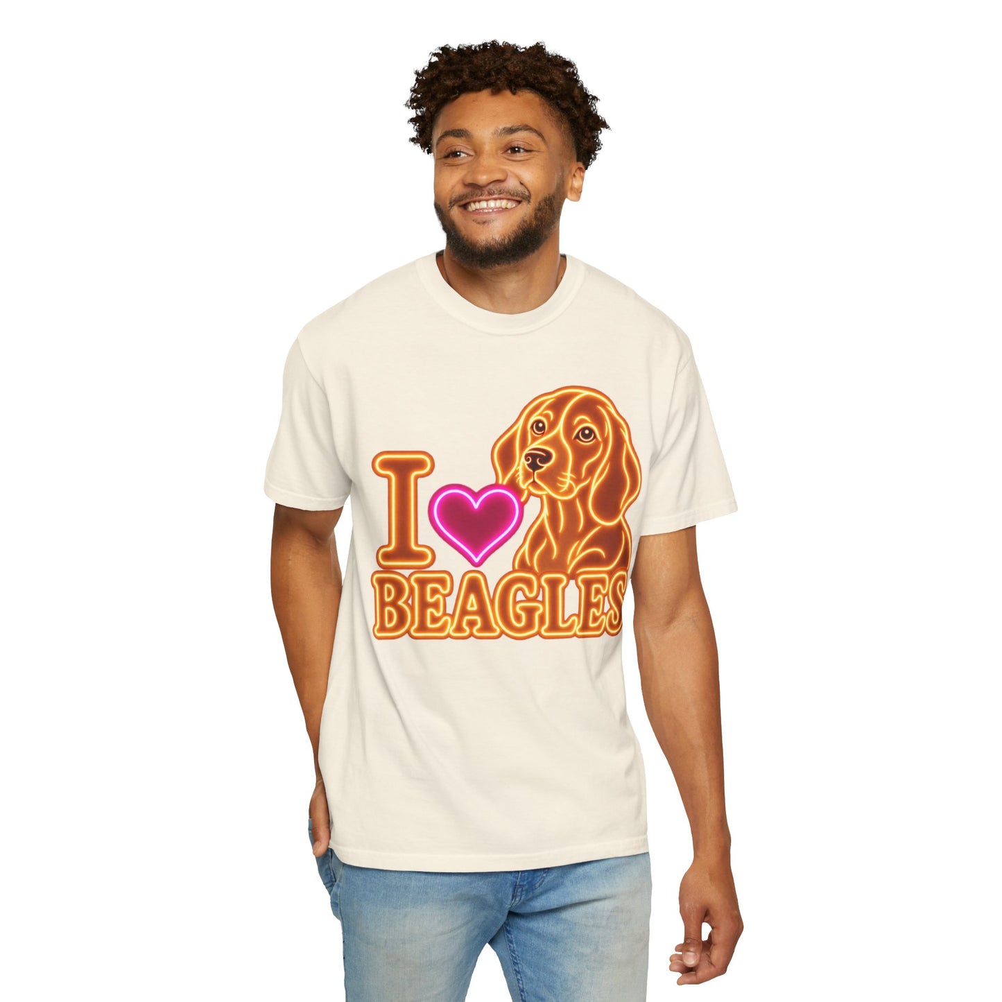 Beagle T-shirt - Neon I Heart Beagles 1
