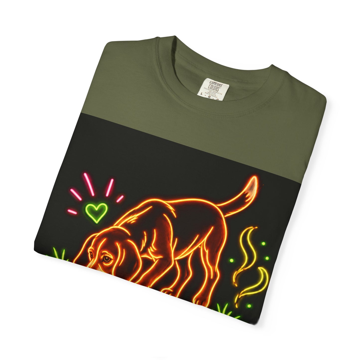 Beagle T-shirt - Neon Orange Sniff Happens