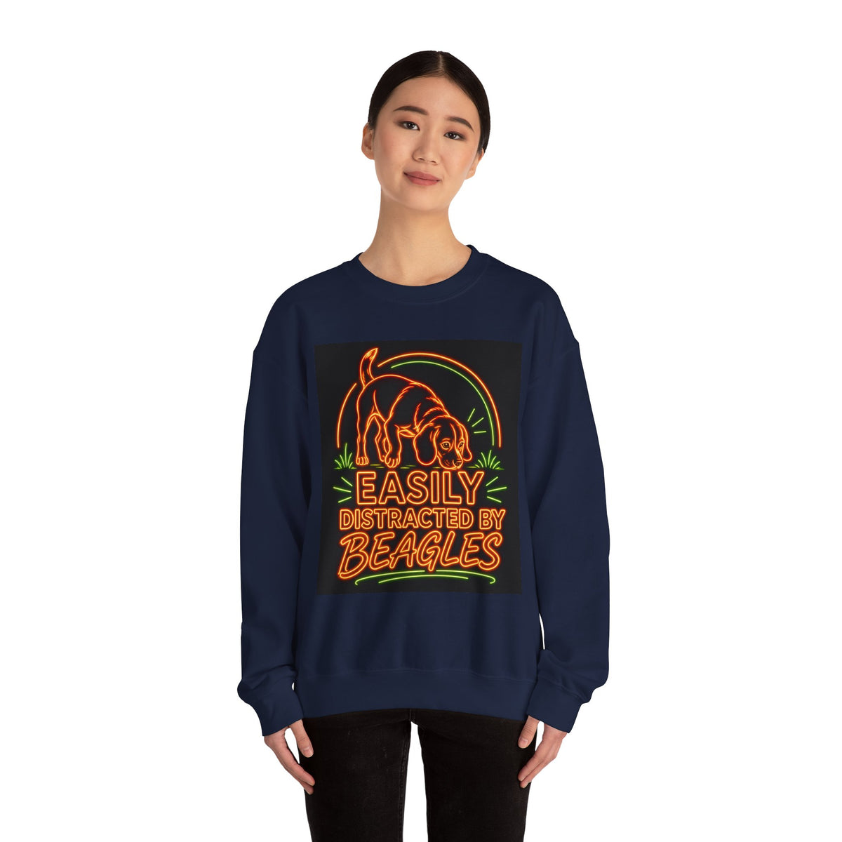 Beagle Sweatshirt — Neon Orange Easily Distracted