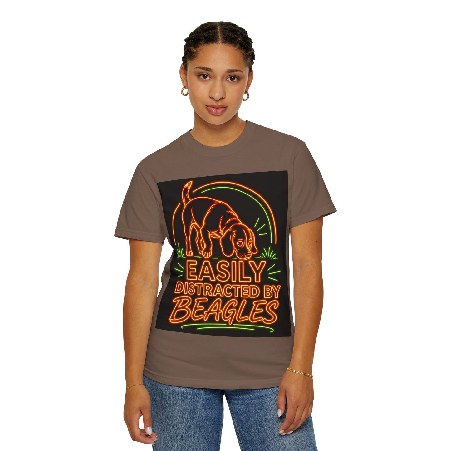 Beagle T-shirt - Neon Orange Easily Distracted