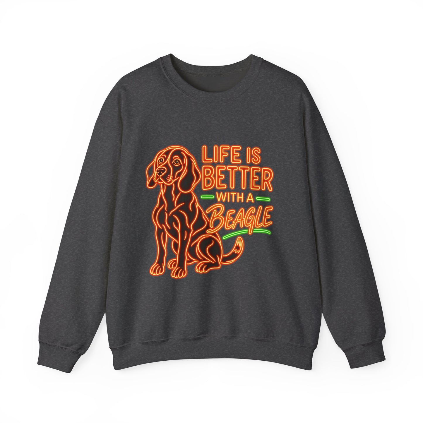 Beagle Sweatshirt — Neon Orange Life Is Better